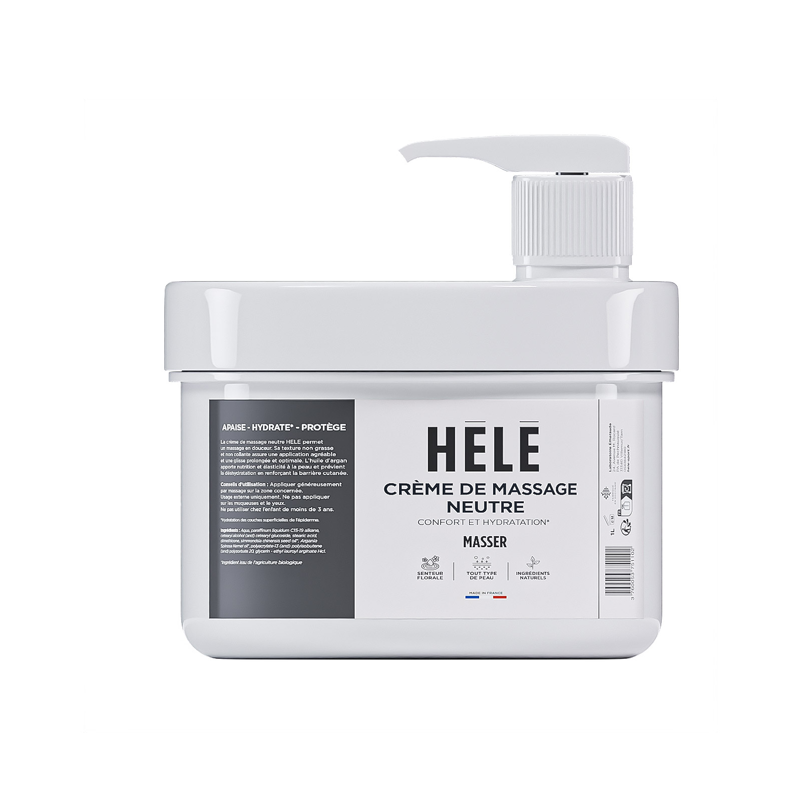 Crème de massage neutre Hélé - 1 L