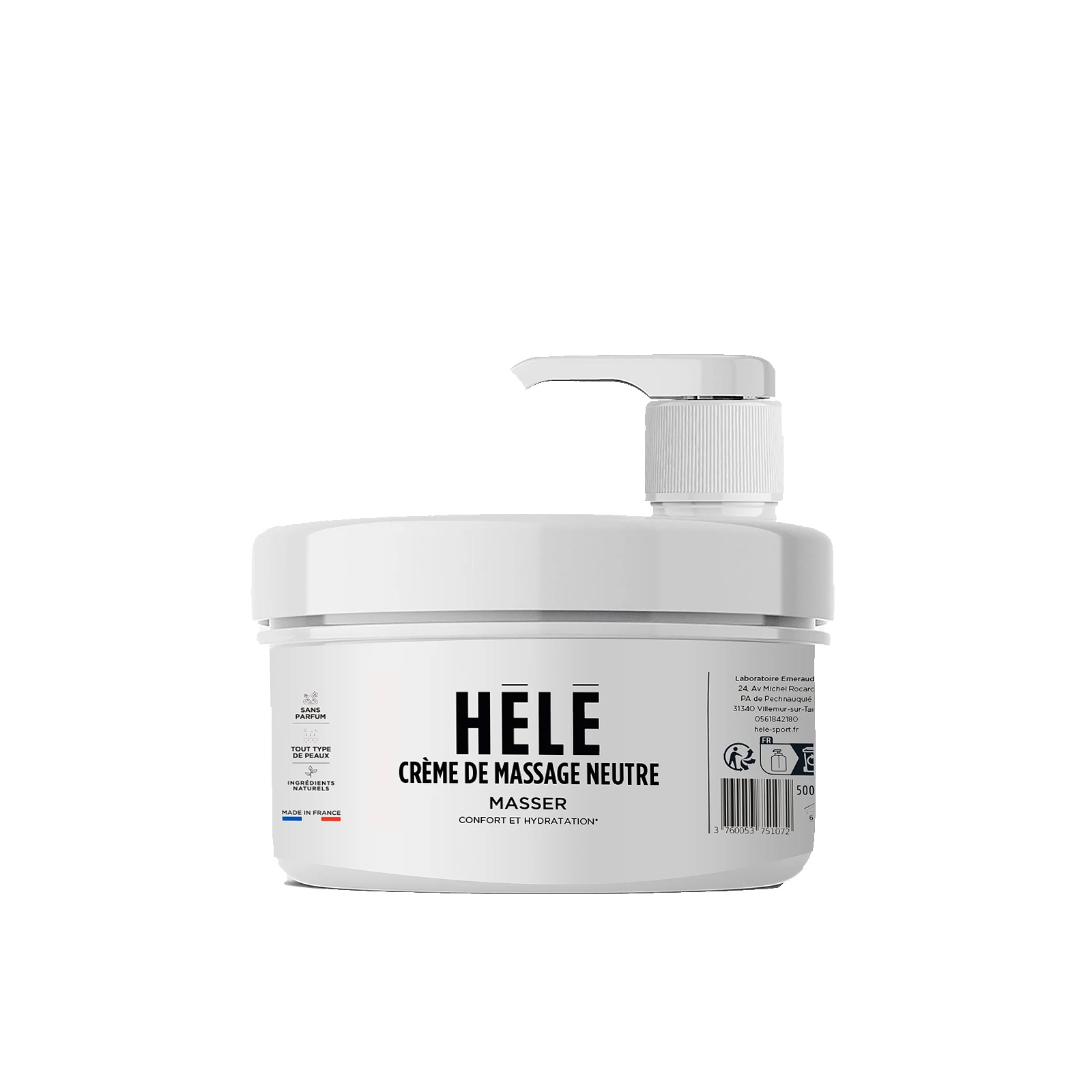 Crème de massage neutre Hélé - 500 mL