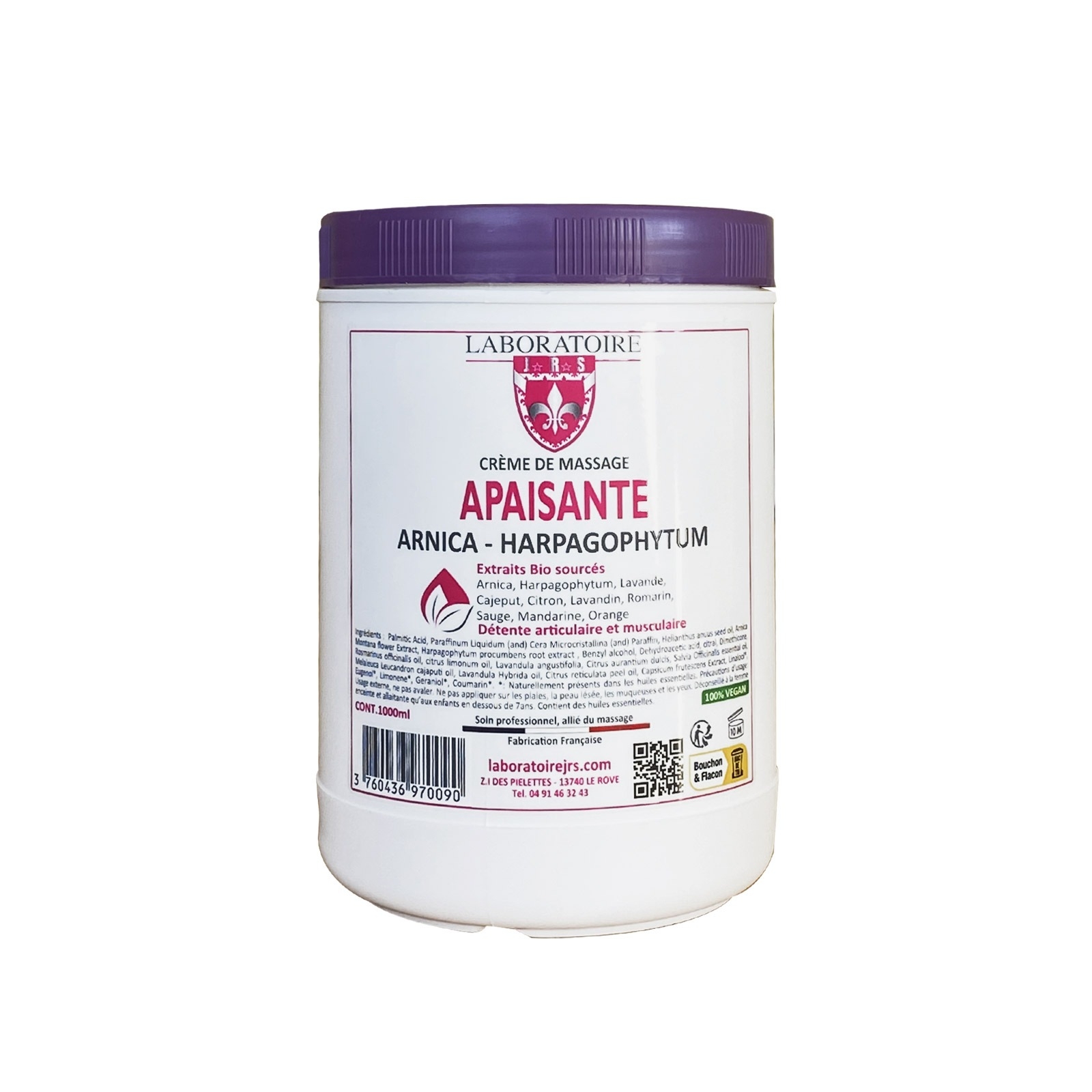 Crème apaisante Arnica Harpagophytum 1 L Pot