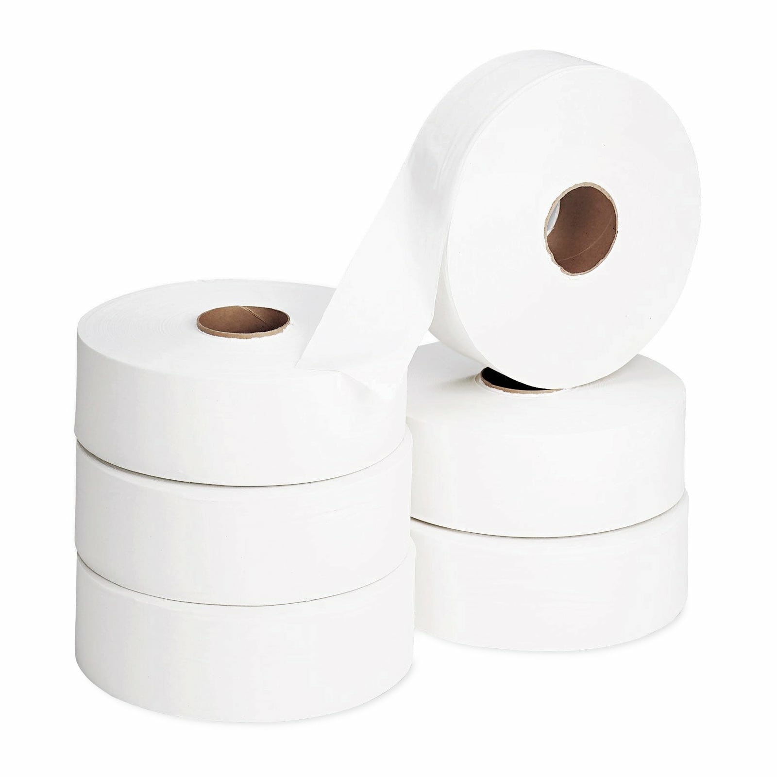 Rouleaux de papier toilette jumbo, pratique et économique. Disponible