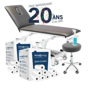 Table PhysioPro 2 plans + Tabouret + 2 Cartons Draps + 1 Physiospray