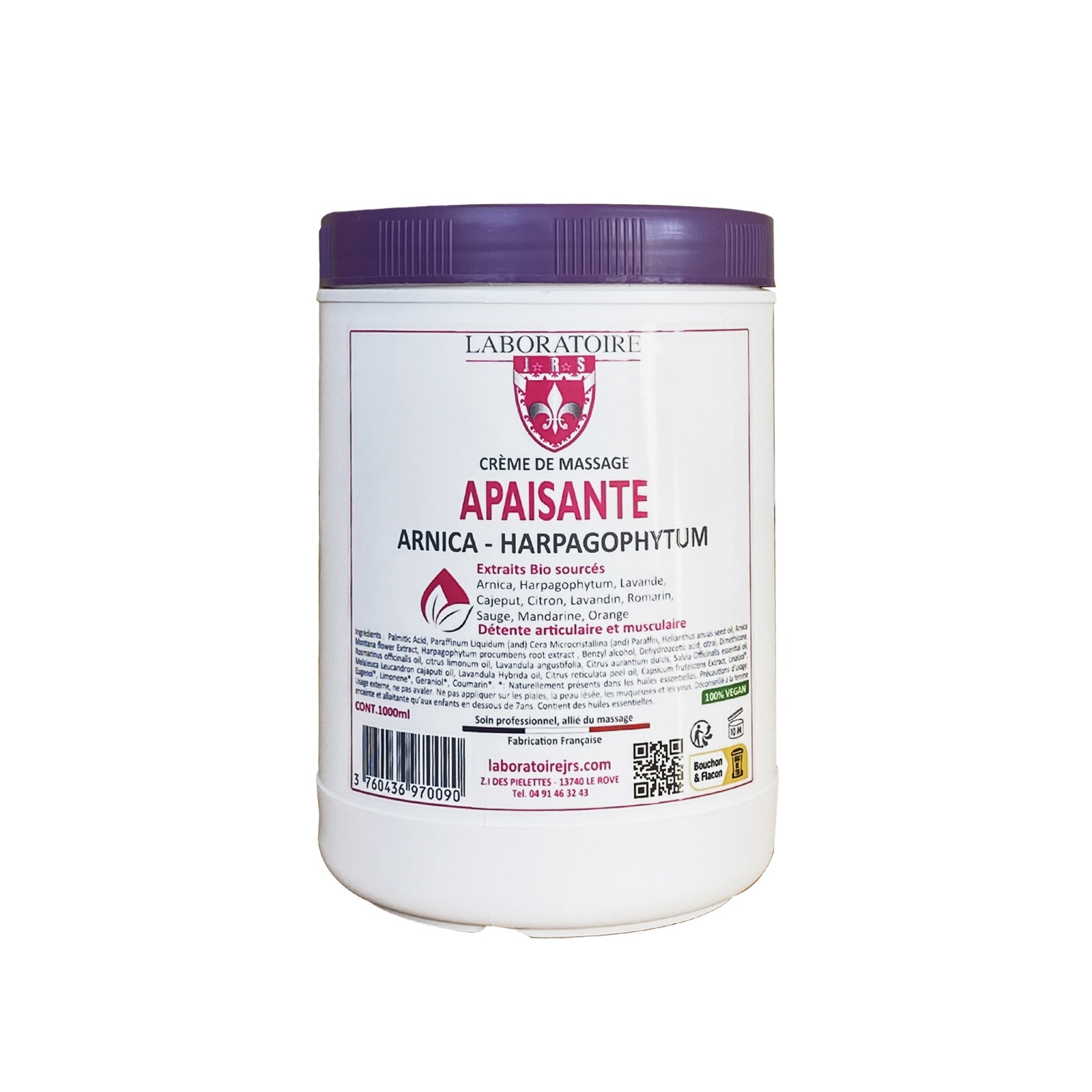 Crème apaisante Arnica Harpagophytum 1 L Pot